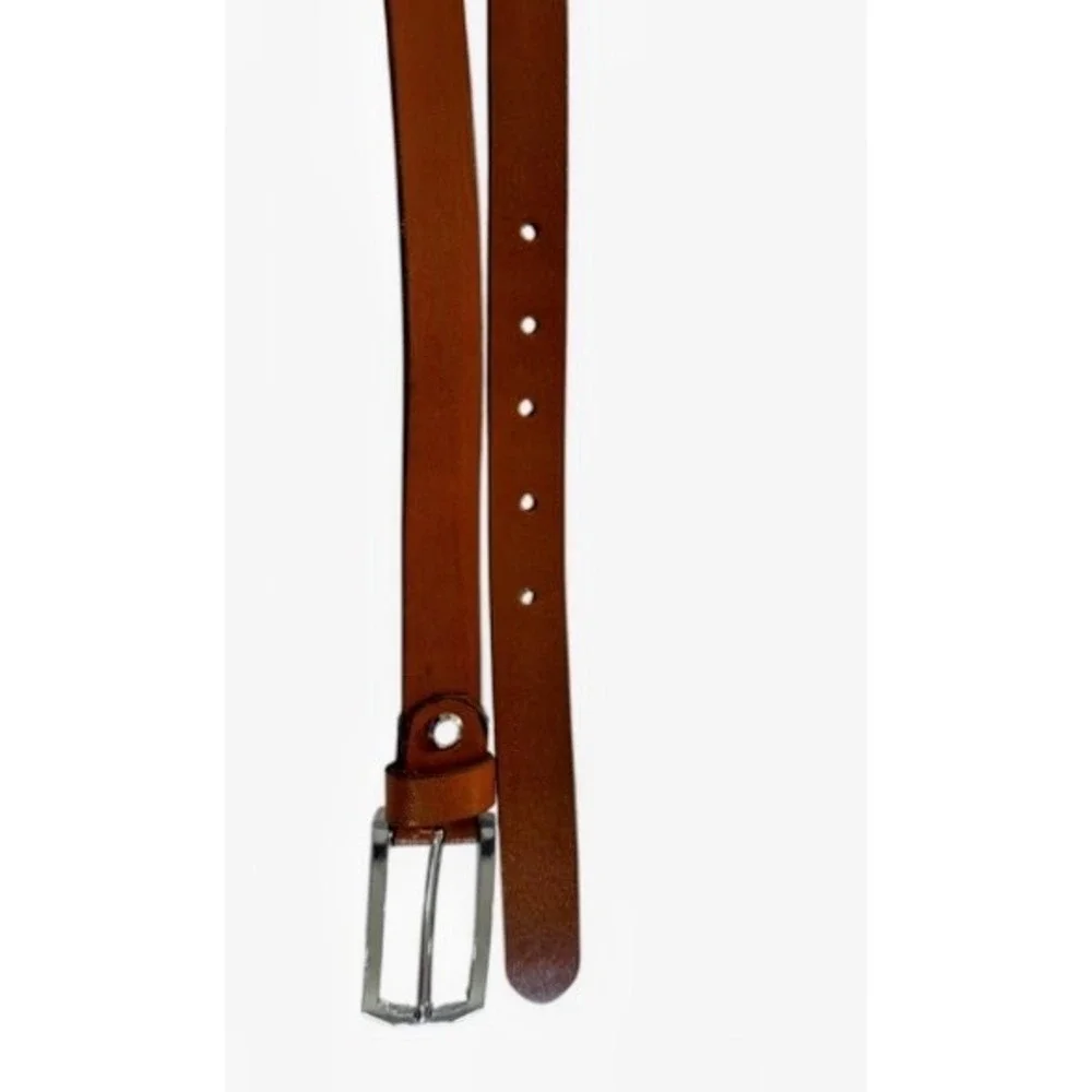 Men's Genuine Leather Belt 32-36 Inch Brown Silver Buckle Quiet Luxury Classic